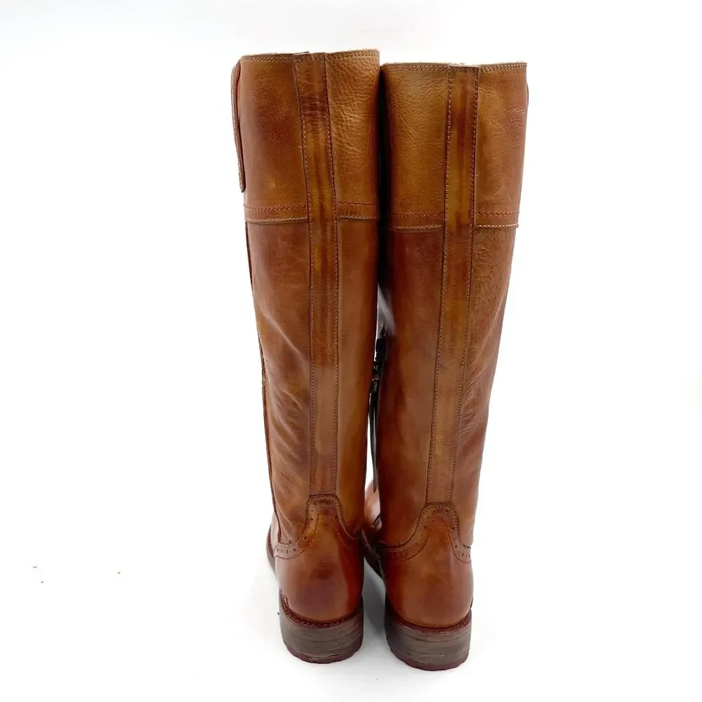 Bed Stu Jacqueline Riding Boots Pecan Rustic Brown Leather Knee Tall Sz‎ 7